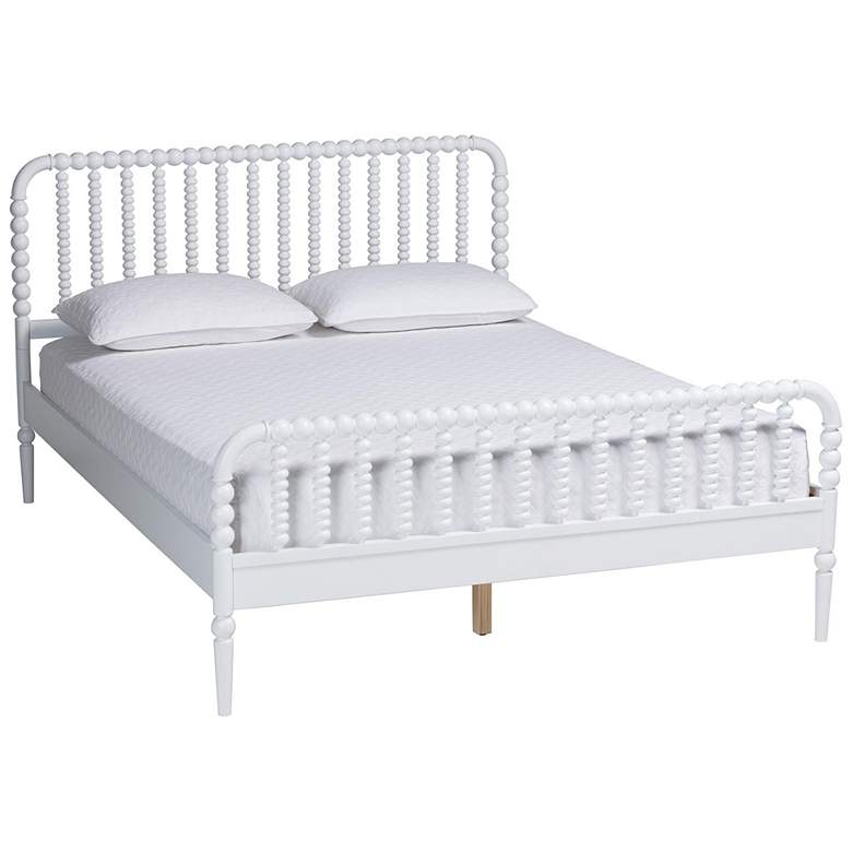 Image 2 Baxton Studio Lucera Mid-Century White Full Size Bobbin Bed