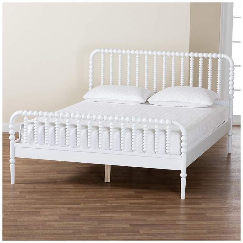 Image 1 Baxton Studio Lucera Mid-Century White Full Size Bobbin Bed
