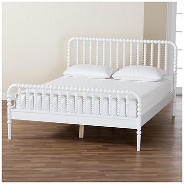 Baxton Studio Lucera Mid-Century White Full Size Bobbin Bed