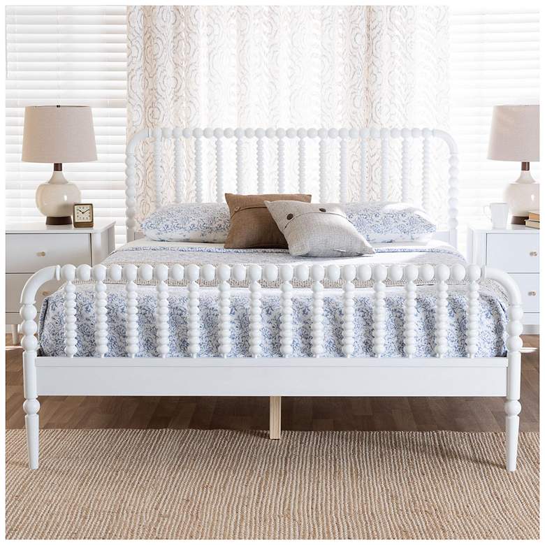 Image 3 Baxton Studio Lucera Mid-Century White Full Size Bobbin Bed more views