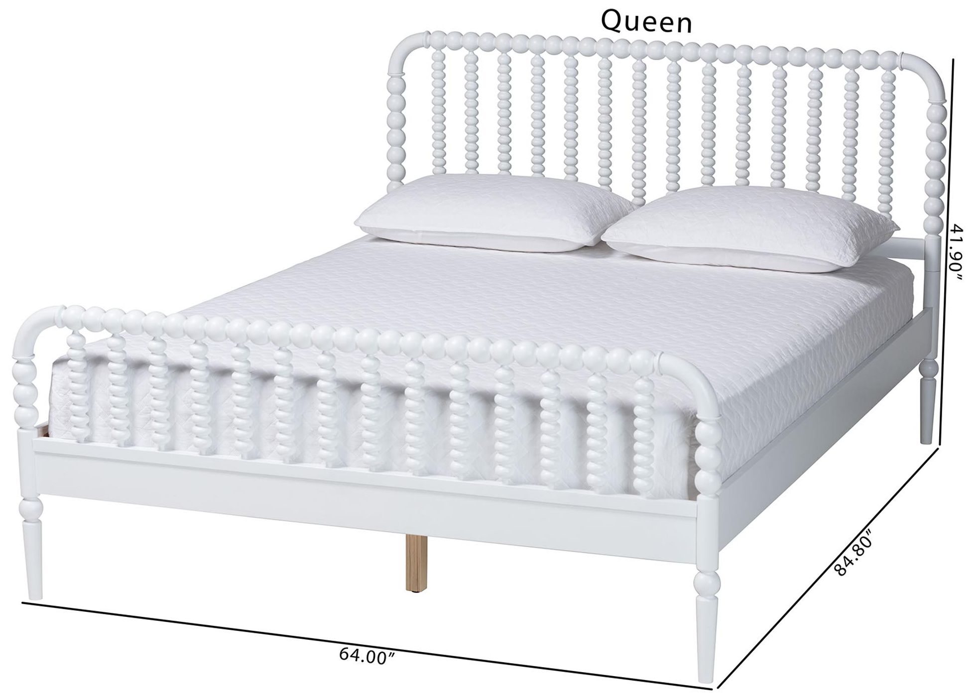 Baxton Studio Lucera Mid-Century White Full Size Bobbin Bed