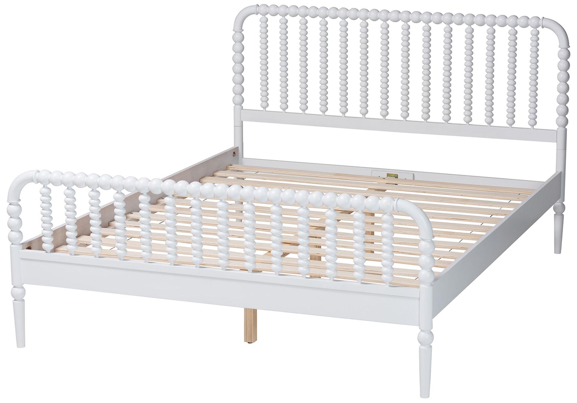 Image 4 Baxton Studio Lucera Mid-Century White Queen Size Bobbin Bed more views