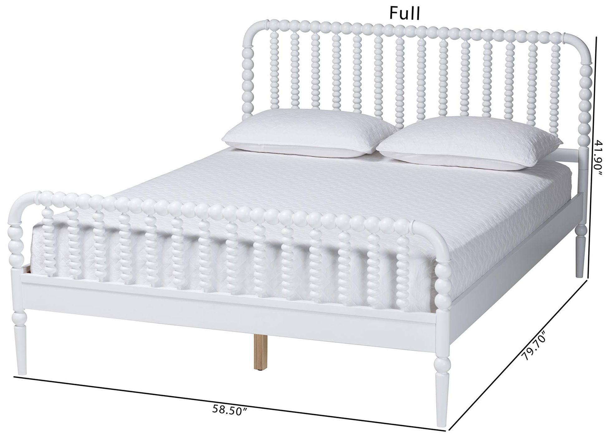 Baxton Studio Lucera Mid-Century White Queen Size Bobbin Bed