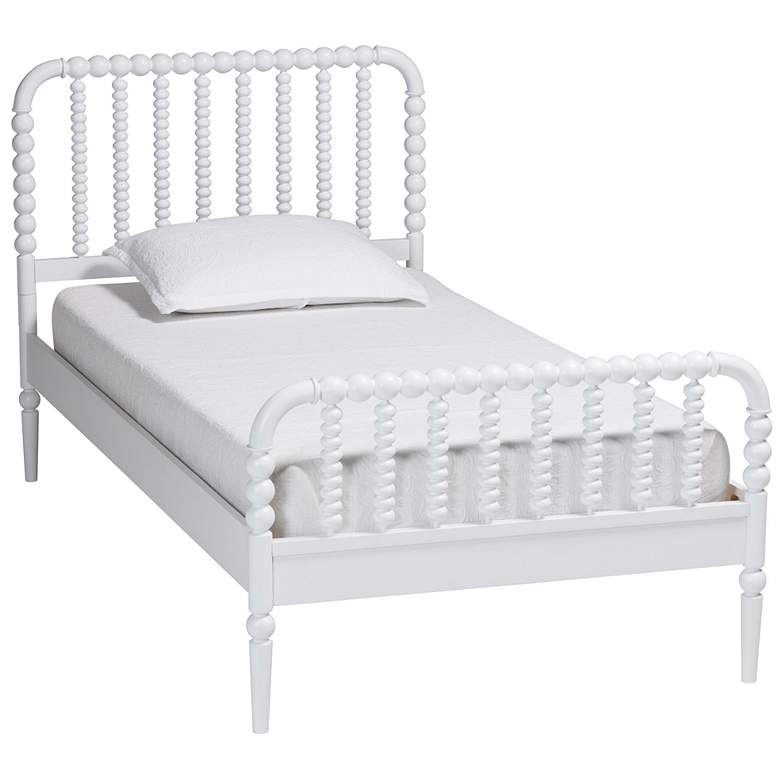 Image 2 Baxton Studio Lucera Mid-Century White Twin Size Bobbin Bed