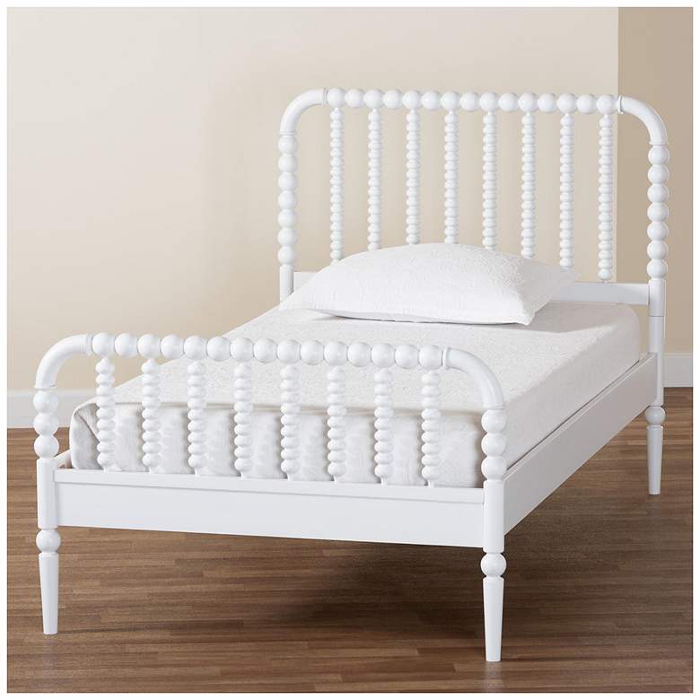 Image 1 Baxton Studio Lucera Mid-Century White Twin Size Bobbin Bed