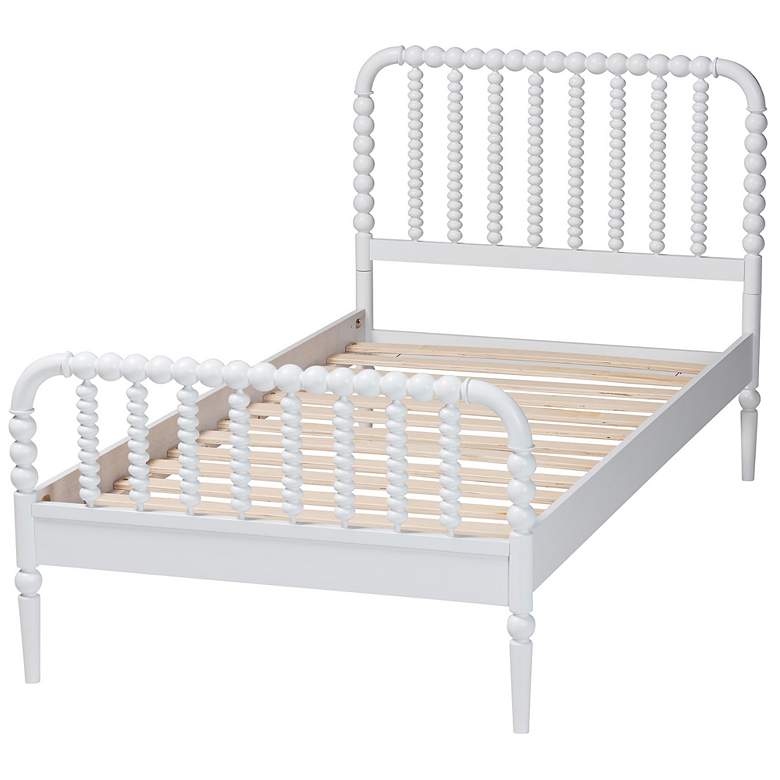 Image 5 Baxton Studio Lucera Mid-Century White Twin Size Bobbin Bed more views