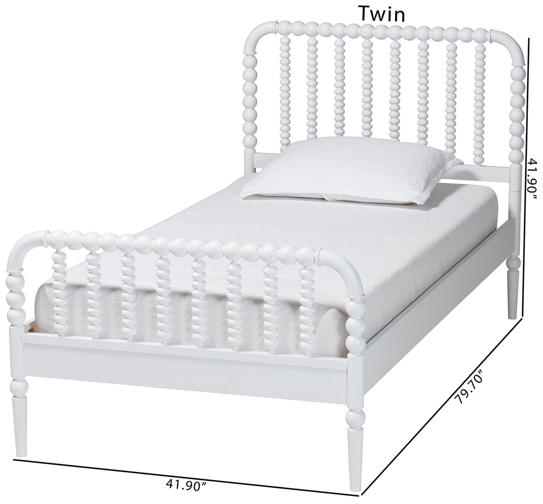 Baxton Studio Lucera Mid-Century White Twin Size Bobbin Bed