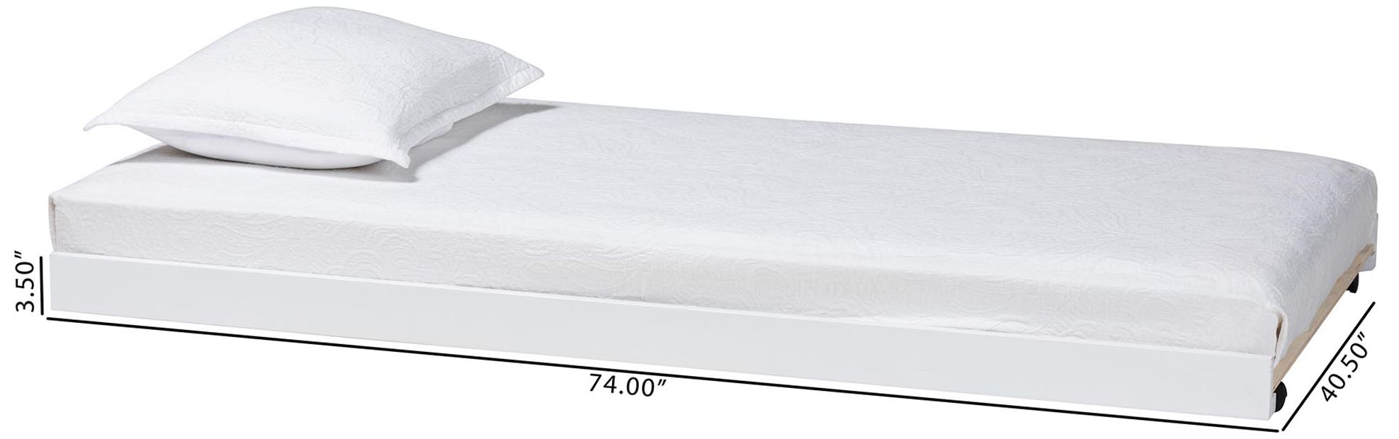 Image 6 Baxton Studio Lucera Trundle - Underbed Low-Profile Roll Base, Twin, White more views