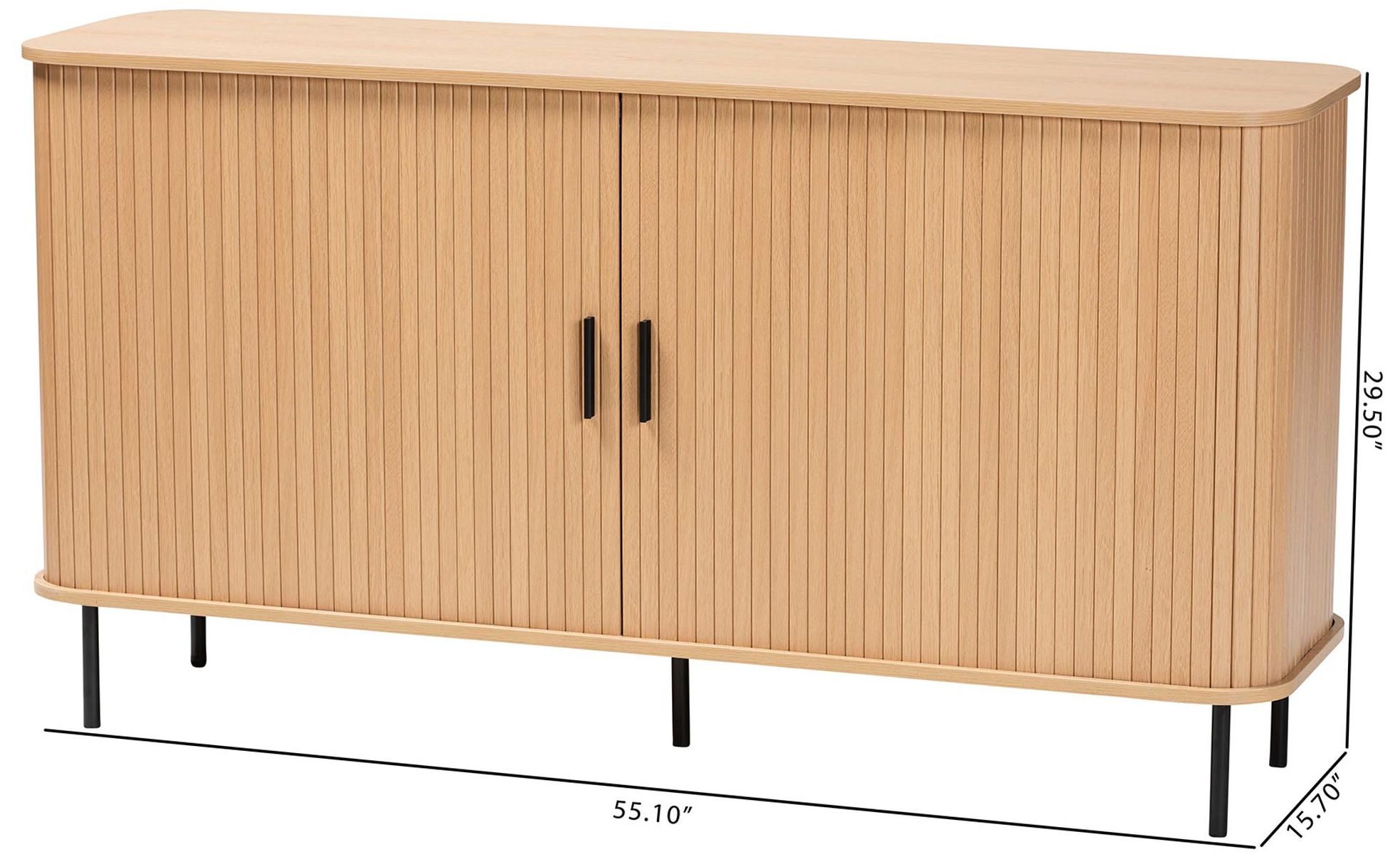 Baxton Studio Lucia Fluted Wood Sideboard - Buffet Cabinet