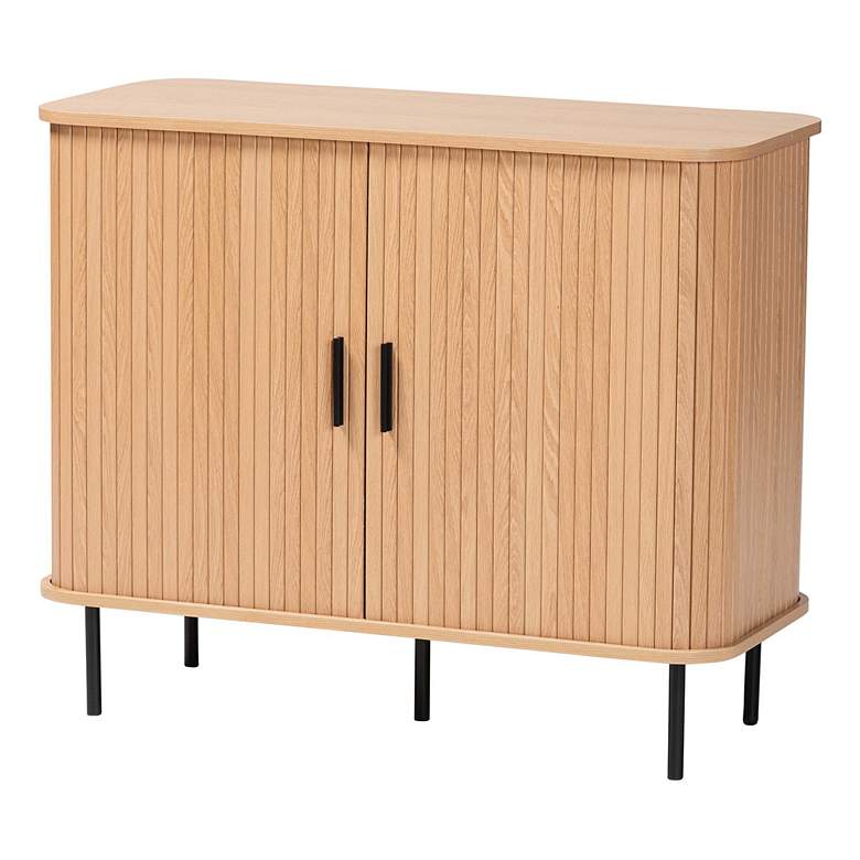 Image 1 Baxton Studio Lucia Fluted Wood Storage Cabinet - Modern Sideboard