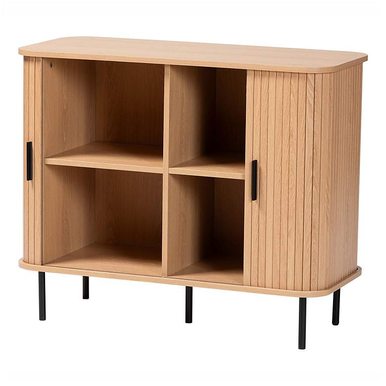 Image 3 Baxton Studio Lucia Fluted Wood Storage Cabinet - Modern Sideboard more views
