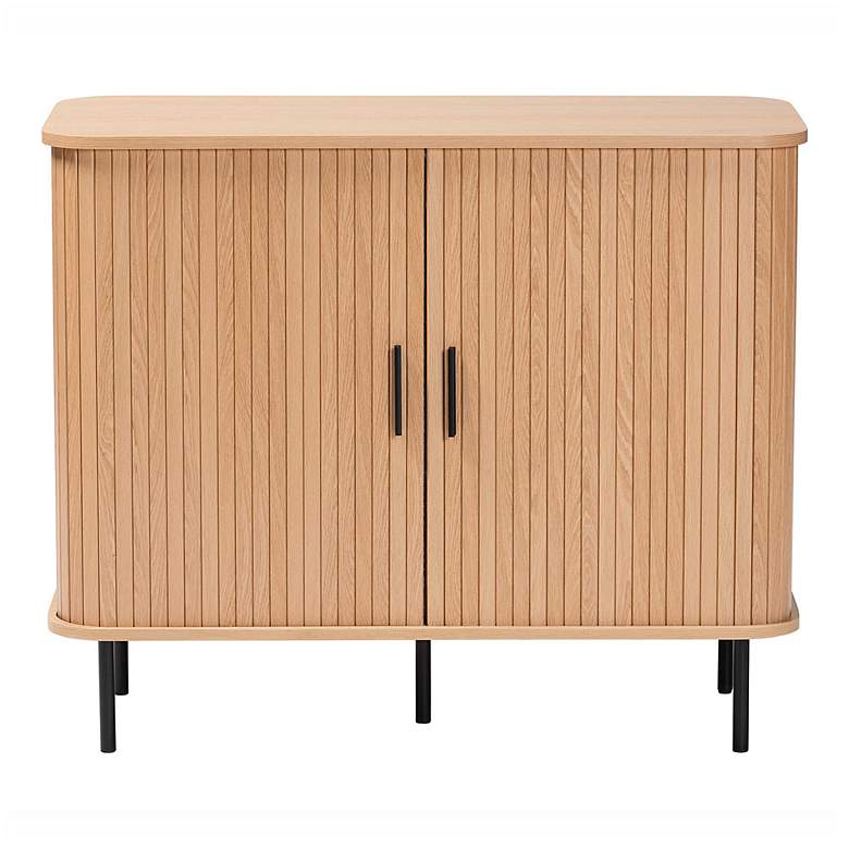 Image 4 Baxton Studio Lucia Fluted Wood Storage Cabinet - Modern Sideboard more views