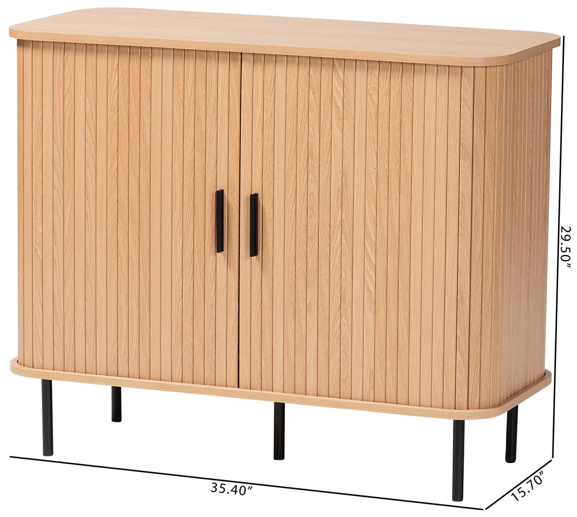 Baxton Studio Lucia Fluted Wood Storage Cabinet - Modern Sideboard