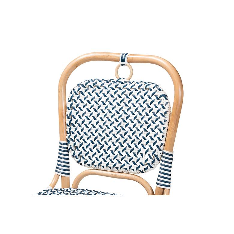Image 3 Baxton Studio Luciana Blue White Rattan Bistro Chair more views