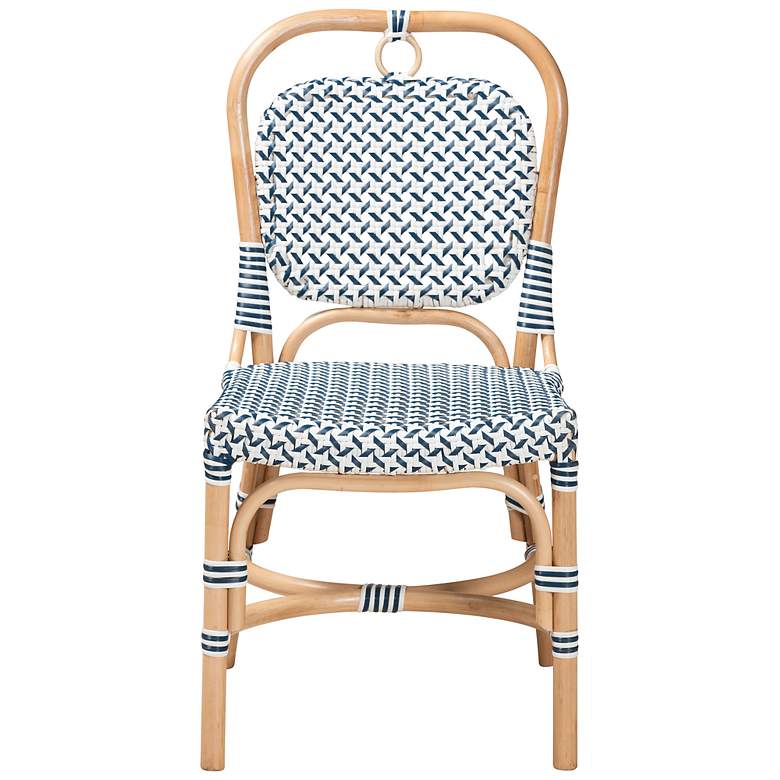 Image 6 Baxton Studio Luciana Blue White Rattan Bistro Chair more views