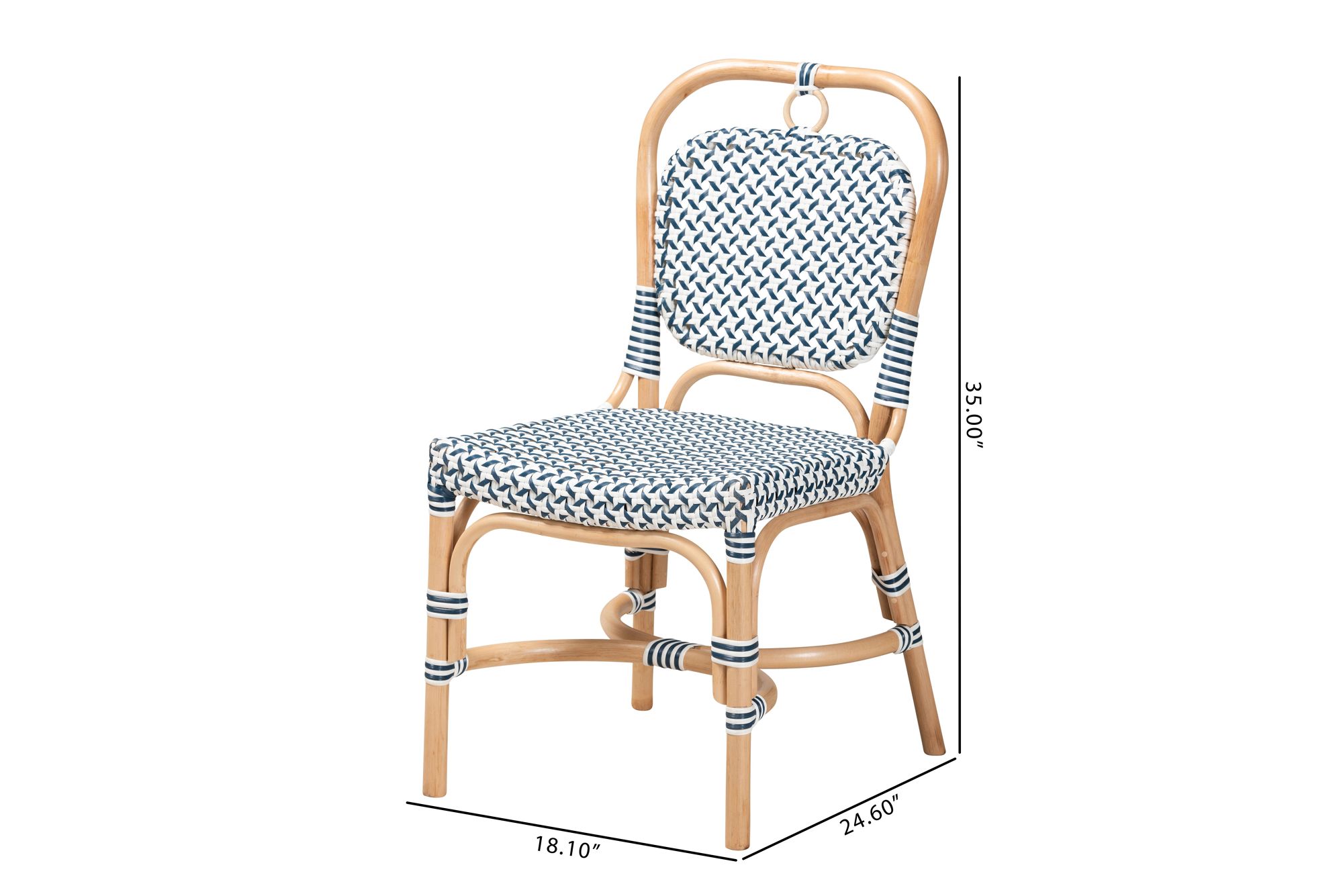 Baxton Studio Luciana Blue White Rattan Bistro Chair