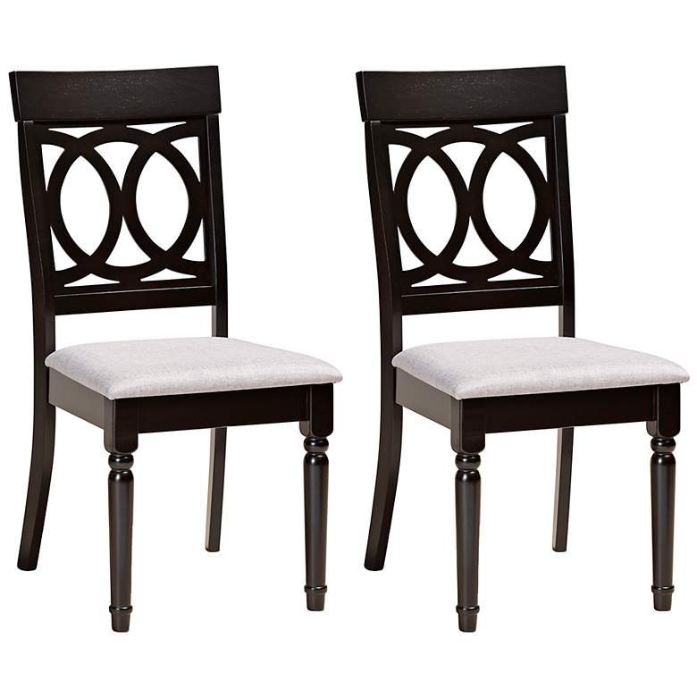 Image 2 Baxton Studio Lucie Grey Fabric Upholstered Wood 2-Piece Dining Chair Set