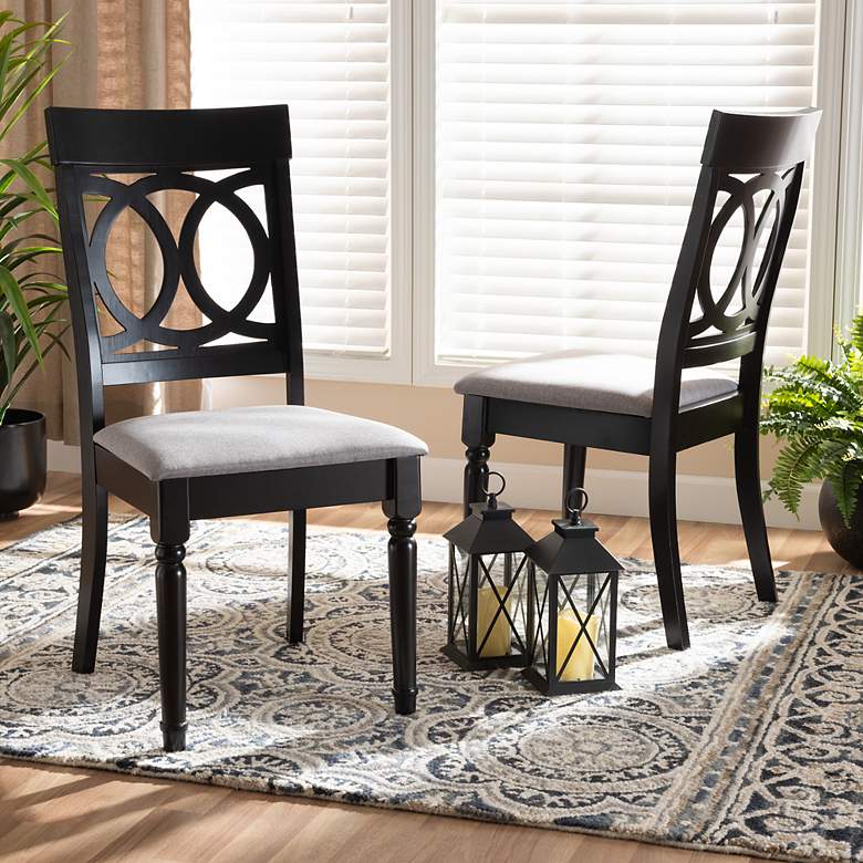 Image 1 Baxton Studio Lucie Grey Fabric Upholstered Wood 2-Piece Dining Chair Set