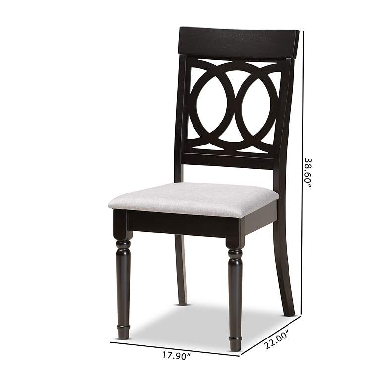 Image 3 Baxton Studio Lucie Grey Fabric Upholstered Wood 2-Piece Dining Chair Set more views