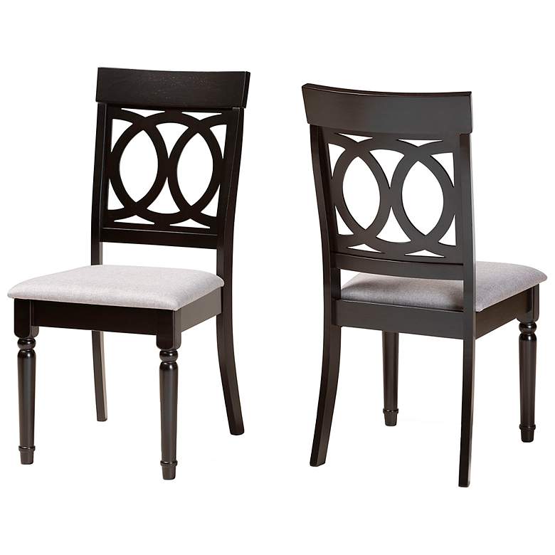 Image 4 Baxton Studio Lucie Grey Fabric Upholstered Wood 2-Piece Dining Chair Set more views