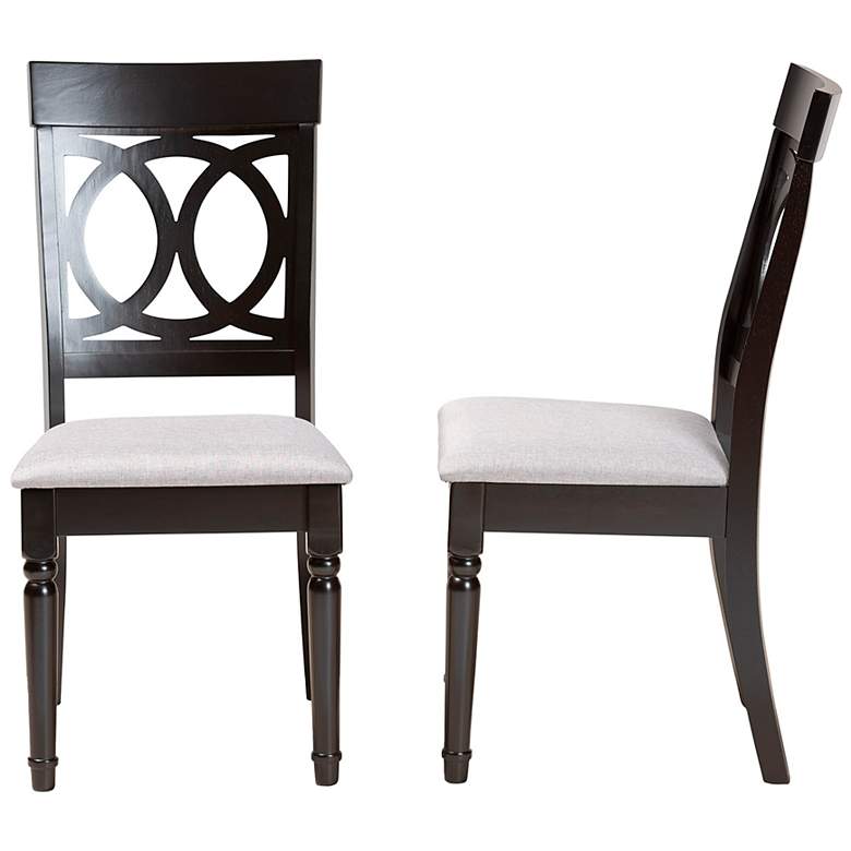Image 6 Baxton Studio Lucie Grey Fabric Upholstered Wood 2-Piece Dining Chair Set more views
