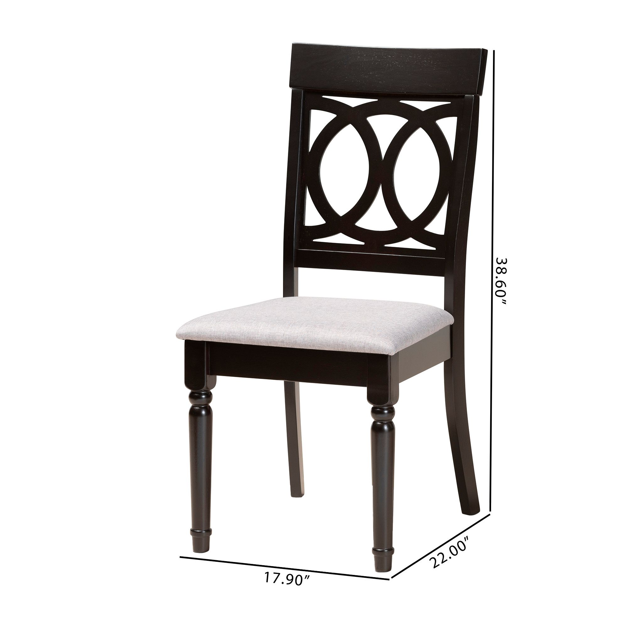 Baxton Studio Lucie Grey Fabric Upholstered Wood 2-Piece Dining Chair Set