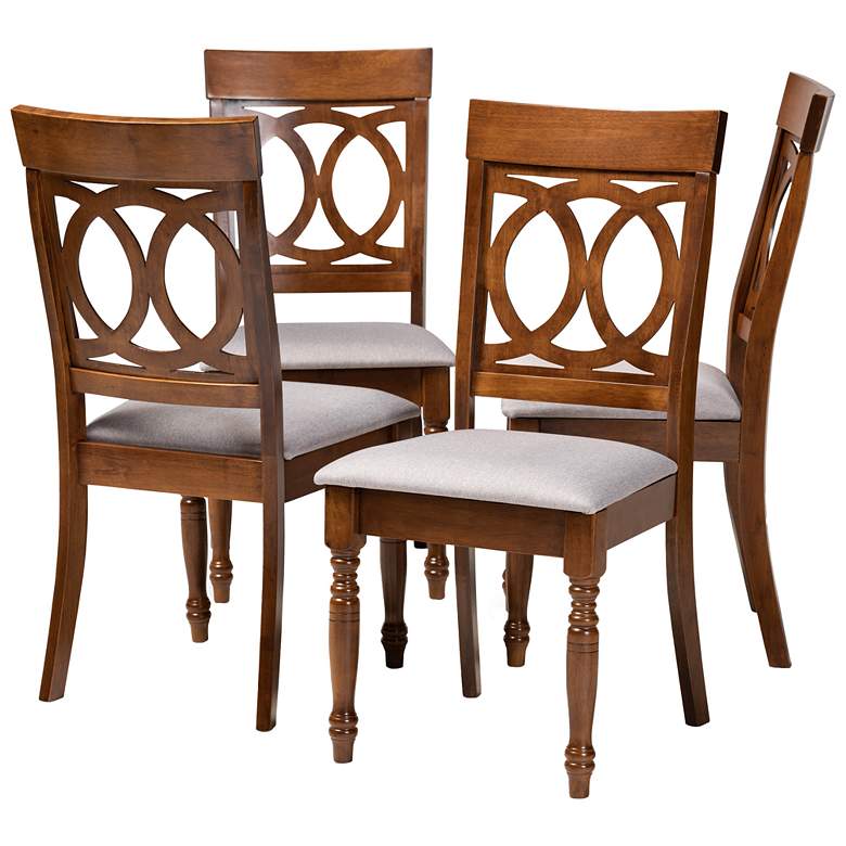 Image 1 Baxton Studio Lucie Grey Fabric Upholstered Wood 4-Piece Dining Chair Set