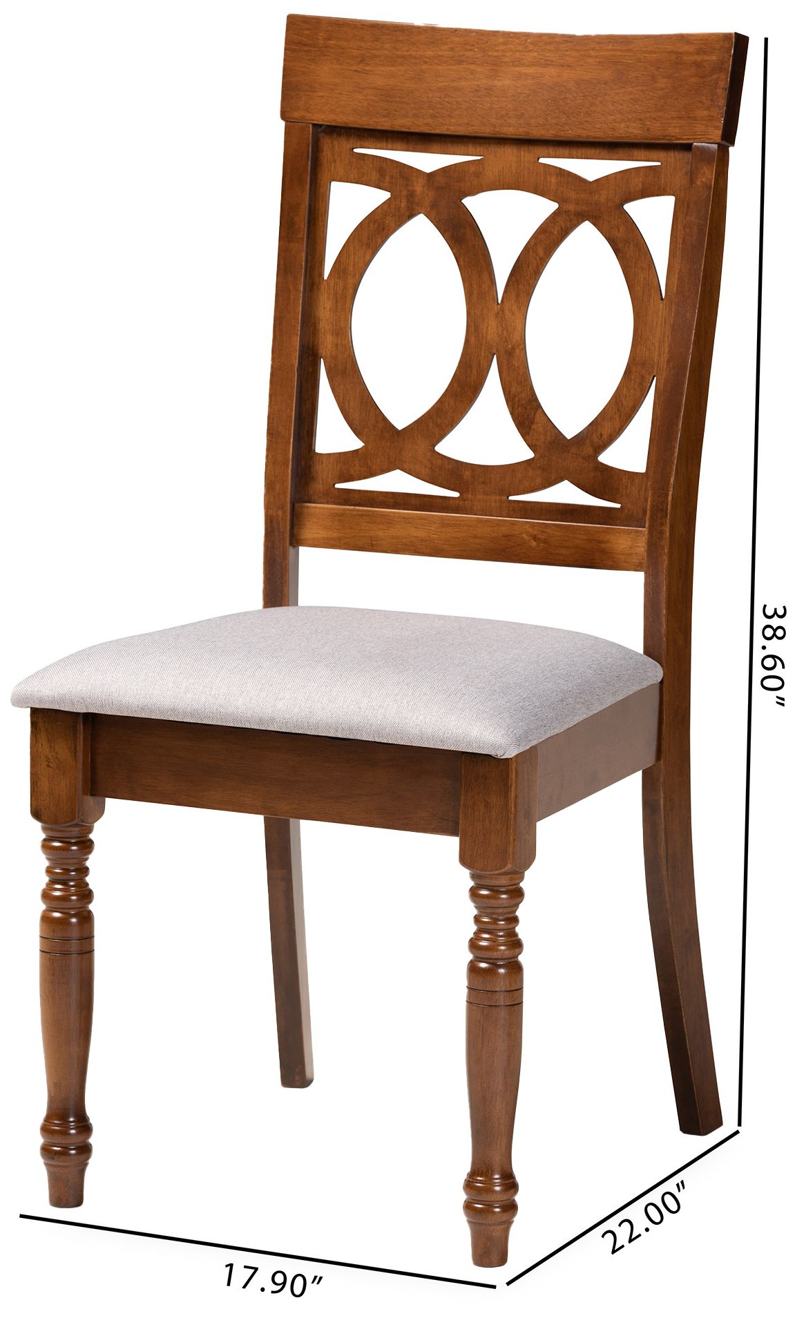 Image 6 Baxton Studio Lucie Grey Fabric Upholstered Wood 4-Piece Dining Chair Set more views