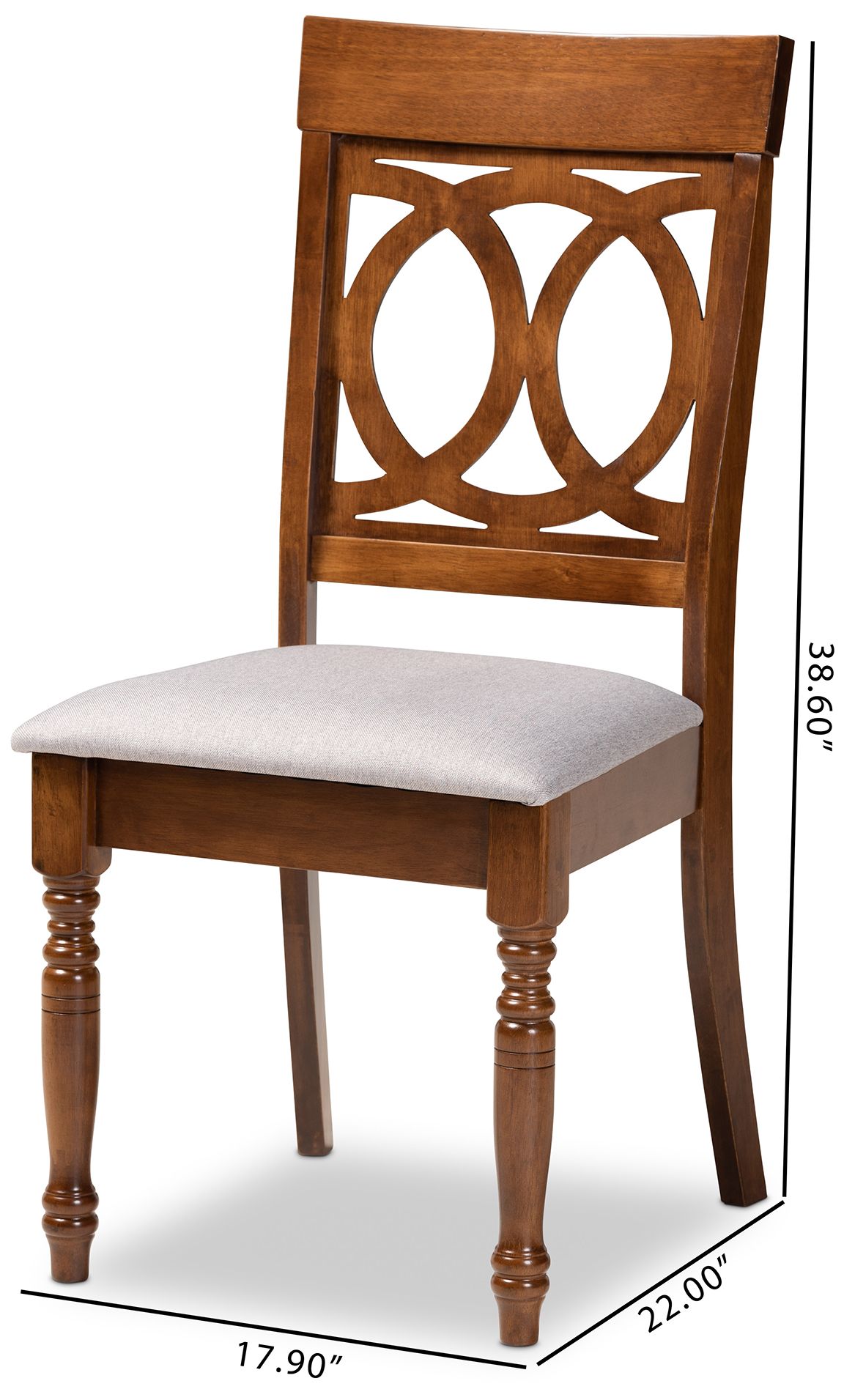 Baxton Studio Lucie Grey Fabric Upholstered Wood 4-Piece Dining Chair Set