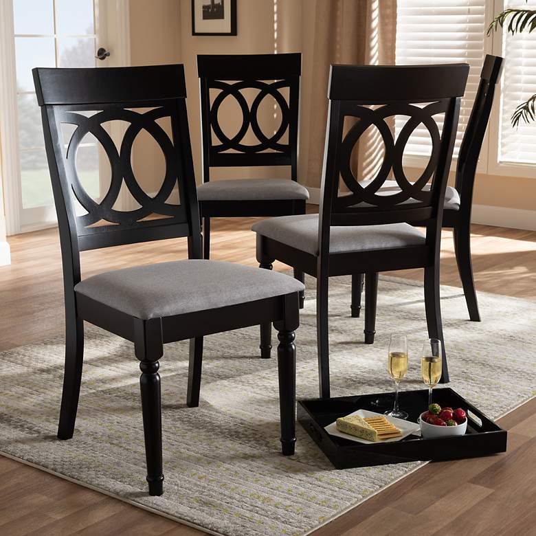Image 5 Baxton Studio Lucie Grey Fabric Upholstered Wood Dining Chair more views