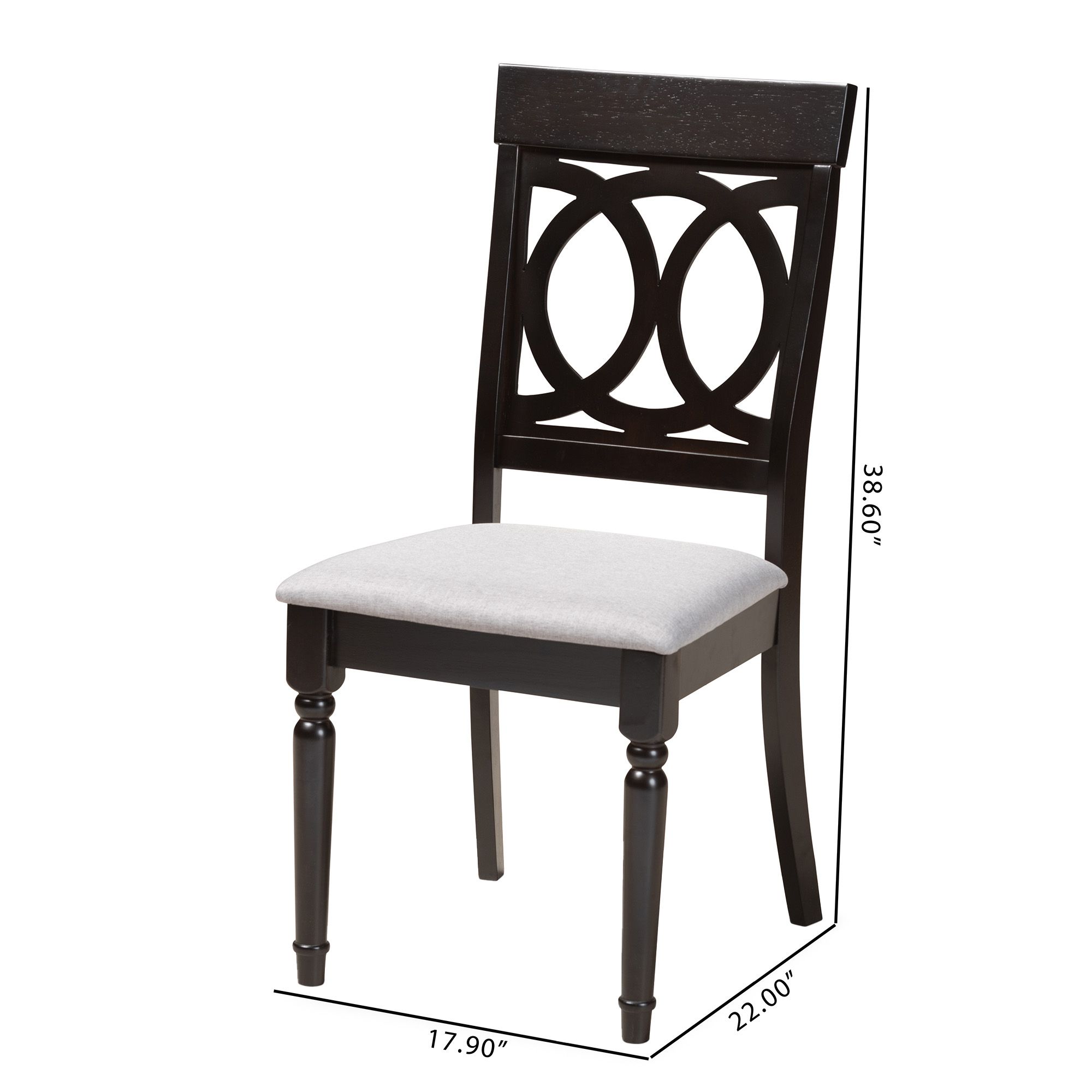 Image 6 Baxton Studio Lucie Grey Fabric Upholstered Wood Dining Chair more views