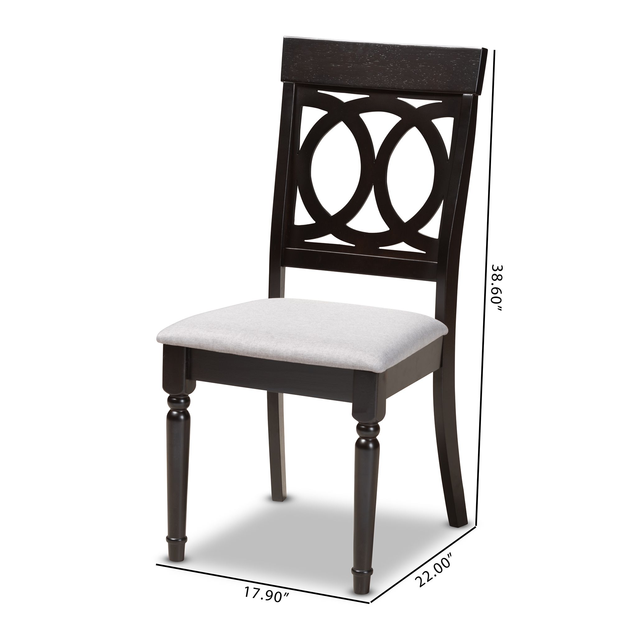 Image 7 Baxton Studio Lucie Grey Fabric Upholstered Wood Dining Chair more views