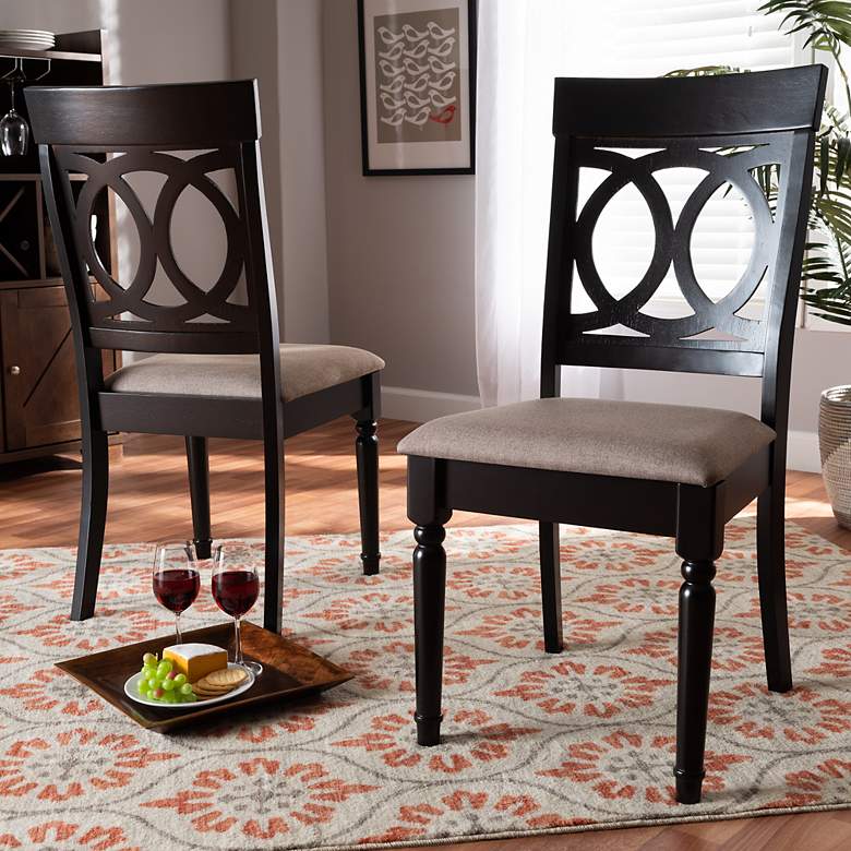 Image 1 Baxton Studio Lucie Sand Fabric Upholstered Wood 2-Piece Dining Chair Set