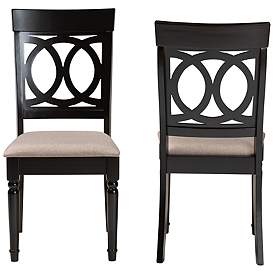 Image5 of Baxton Studio Lucie Sand Fabric Upholstered Wood 2-Piece Dining Chair Set more views