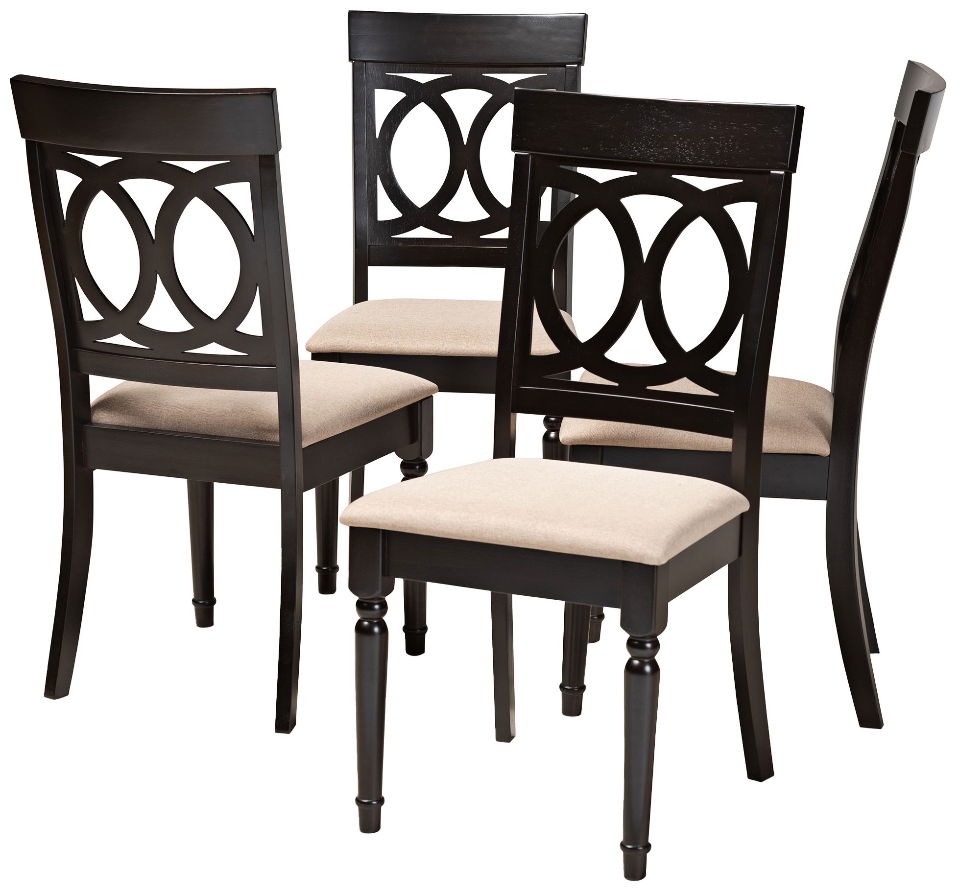 Image 2 Baxton Studio Lucie Sand Fabric Upholstered Wood Dining Chair