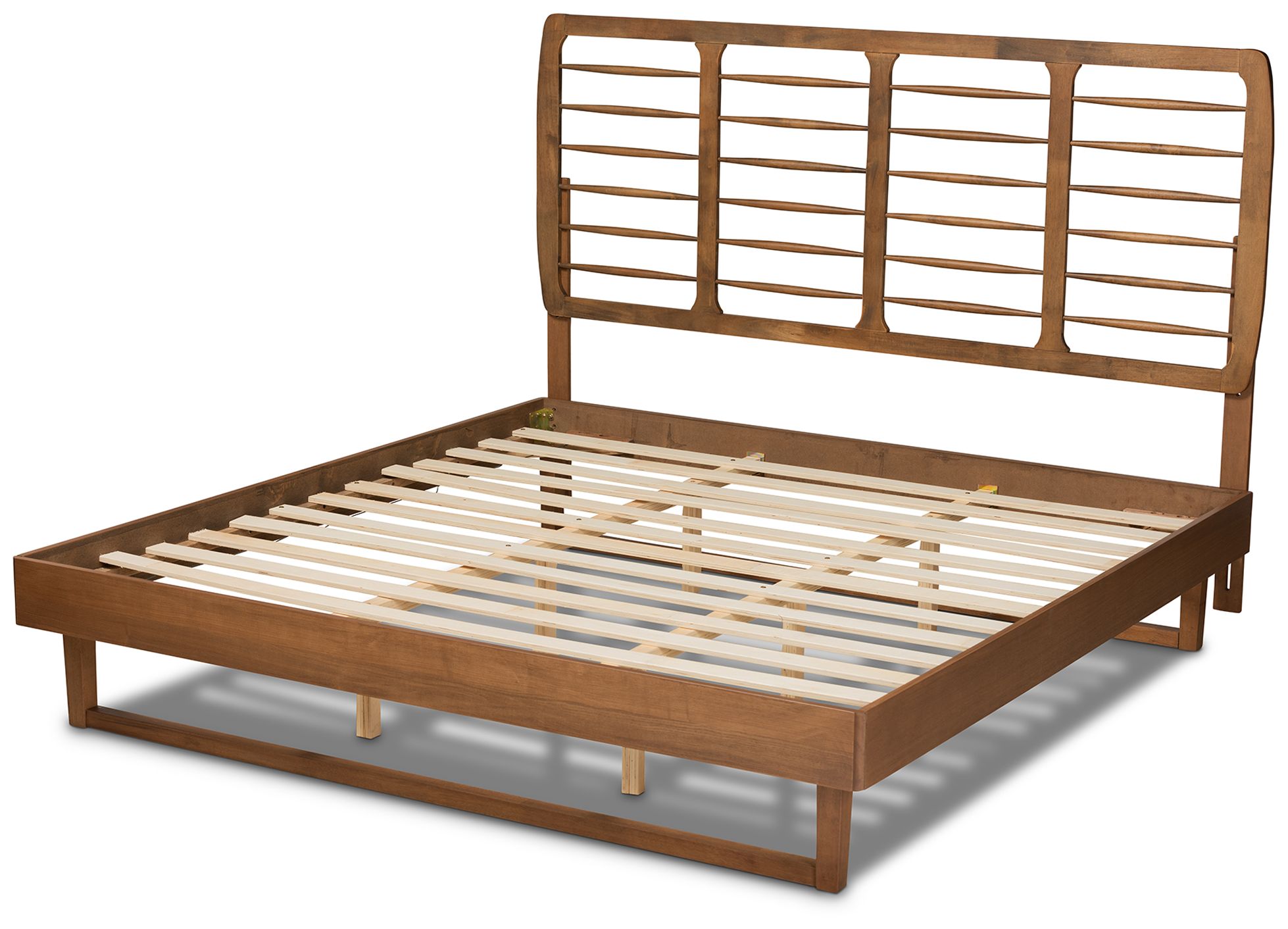 Baxton Studio Lucie Walnut Brown King Size Platform Bed in scene