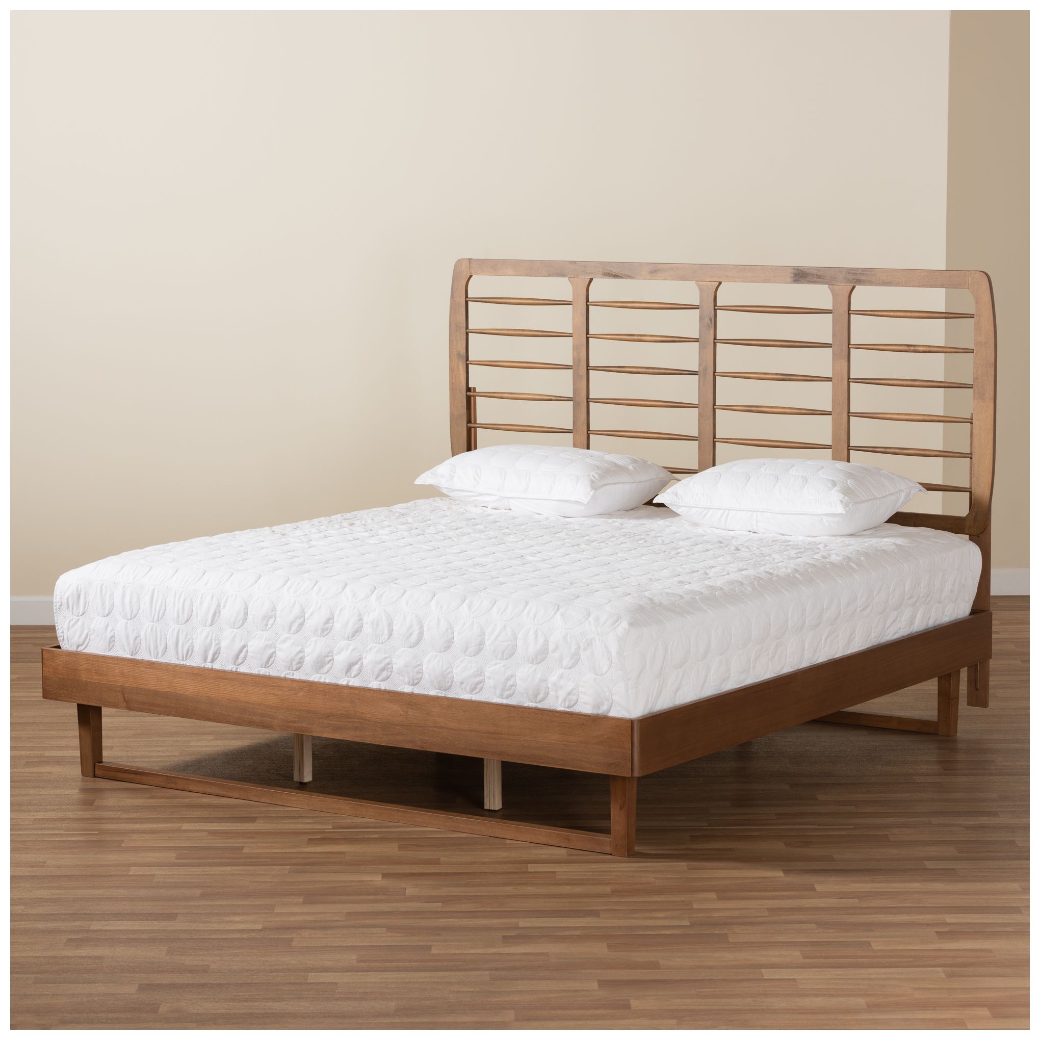 Baxton Studio Lucie Walnut Brown King Size Platform Bed in scene