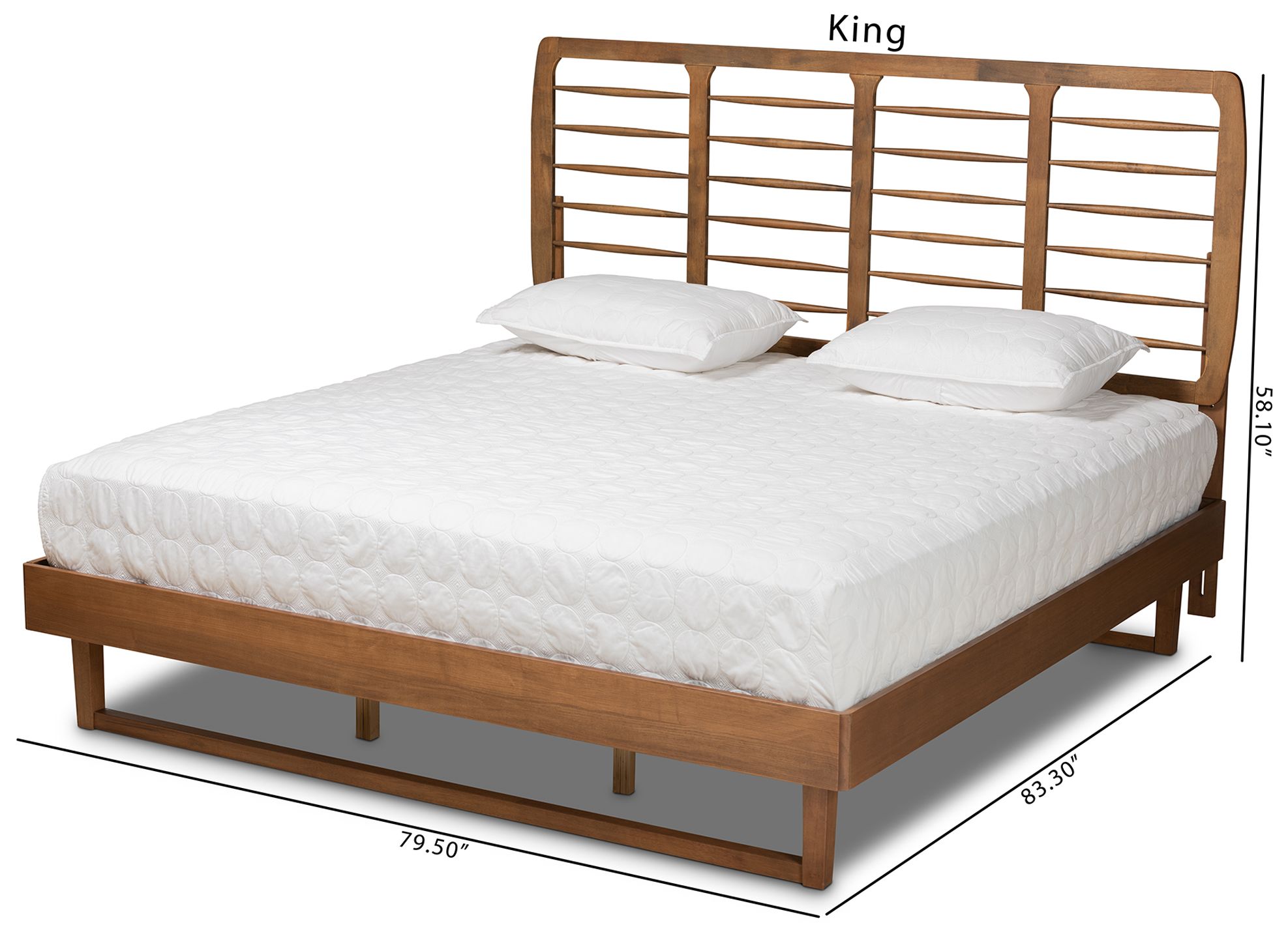 Baxton Studio Lucie Walnut Brown King Size Platform Bed in scene