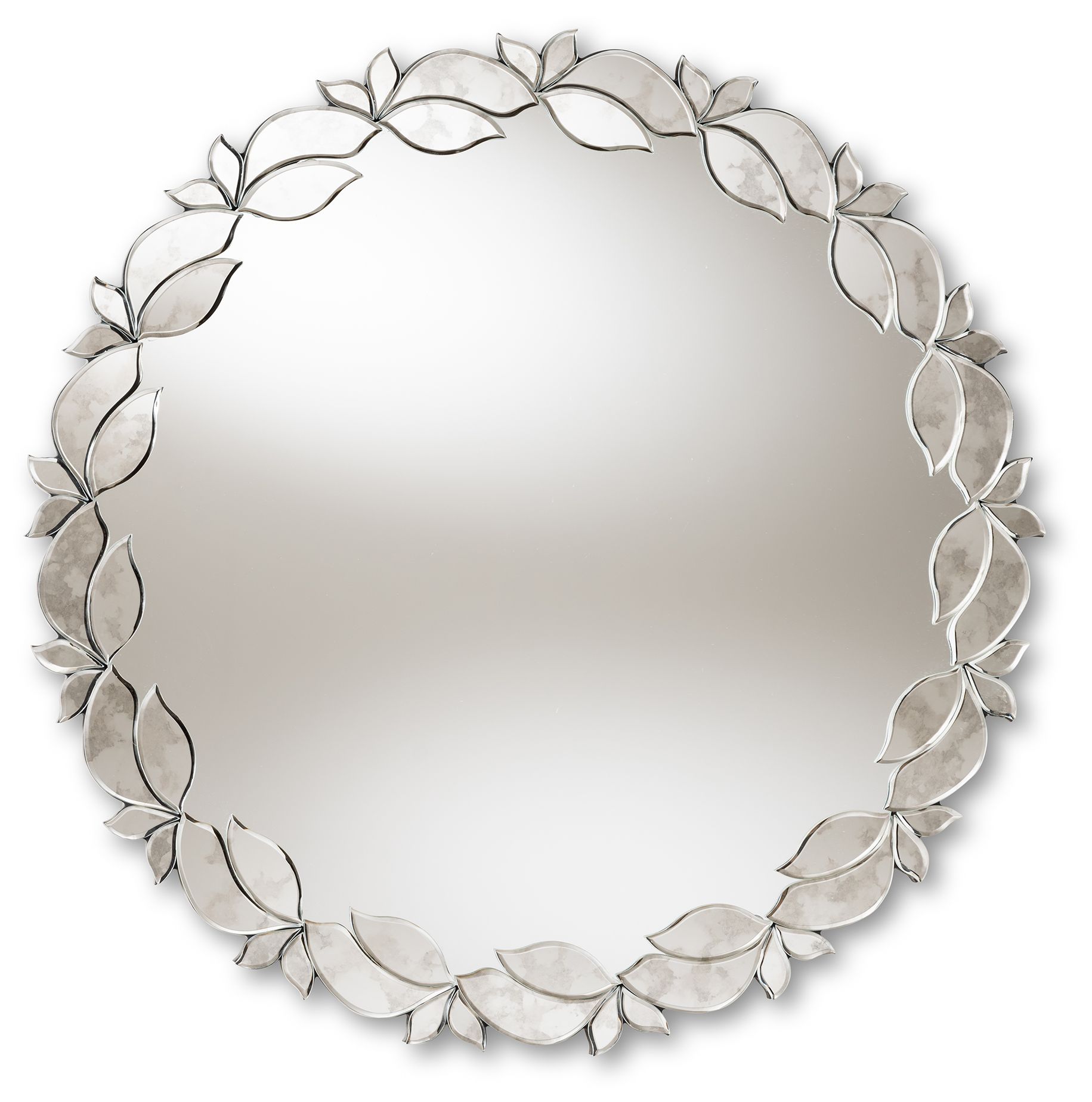 Image 2 Baxton Studio Luiza Silver Finished Round Petal Leaf Accent Wall Mirror