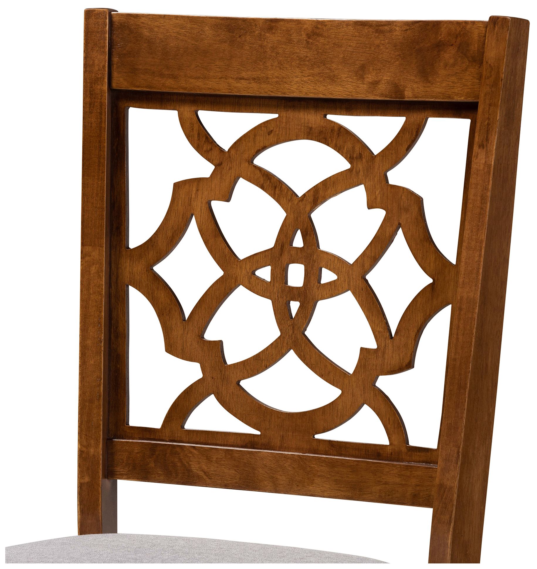 Image 4 Baxton Studio Lylah Grey Fabric Upholstered Wood 4-Piece Dining Chair Set more views