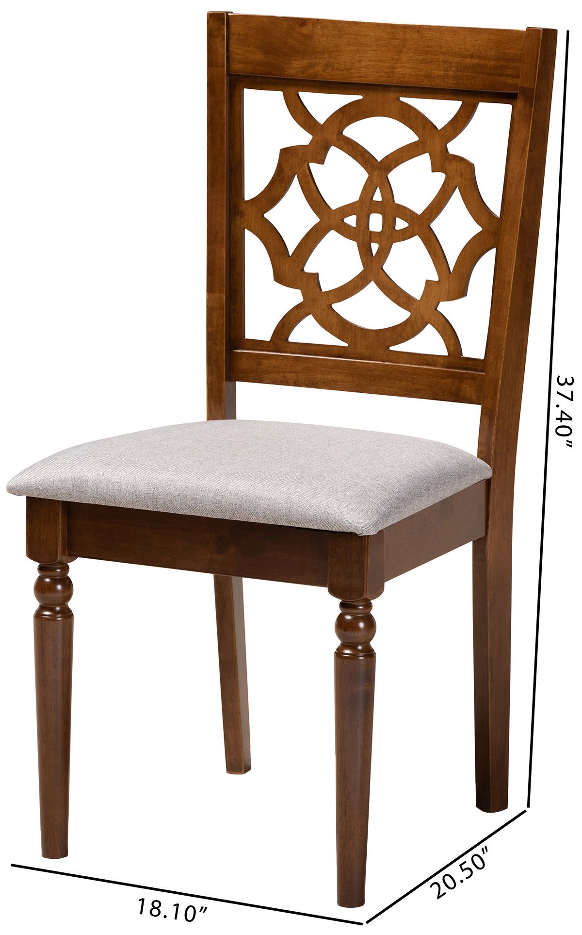 Image 6 Baxton Studio Lylah Grey Fabric Upholstered Wood 4-Piece Dining Chair Set more views