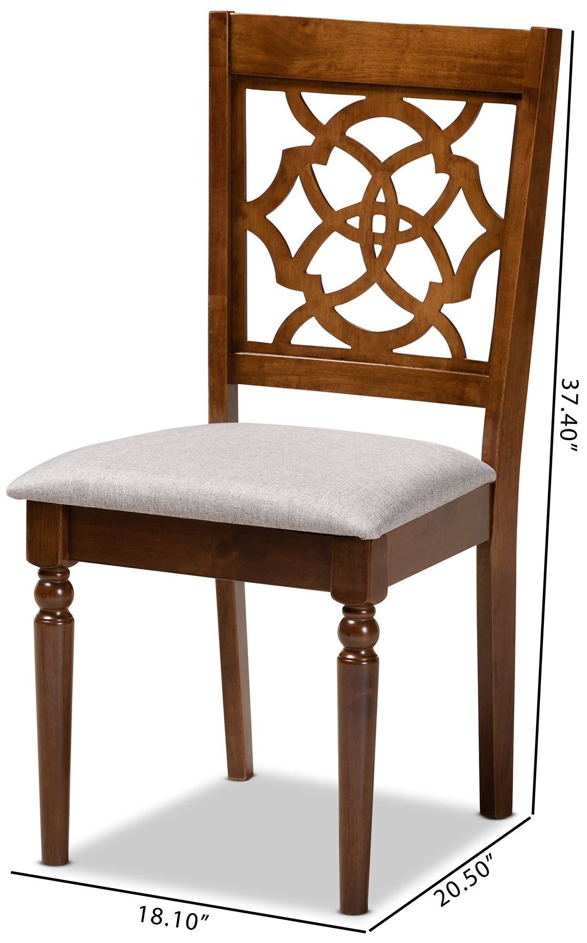 Baxton Studio Lylah Grey Fabric Upholstered Wood 4-Piece Dining Chair Set