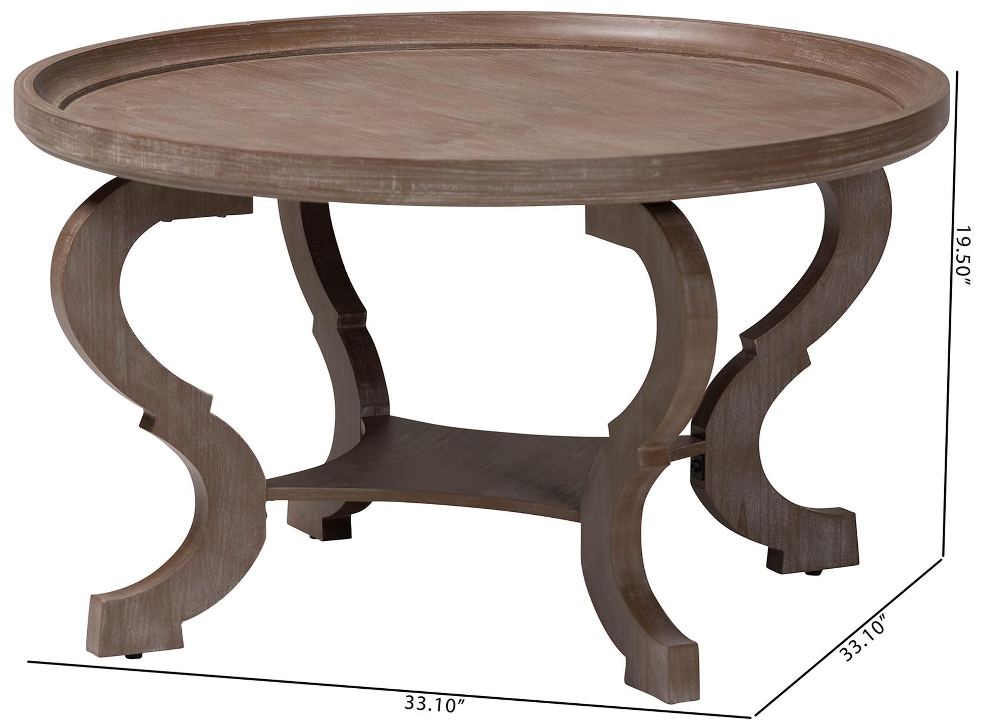 Baxton Studio Madrona French Country Antique Brown Wood Coffee Table