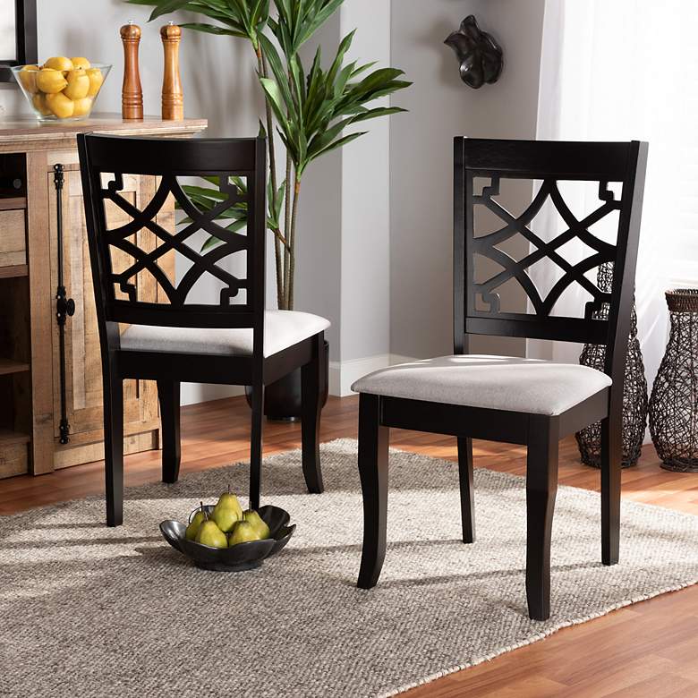 Image 1 Baxton Studio Mael Grey Fabric Upholstered Wood 2-Piece Dining Chair Set