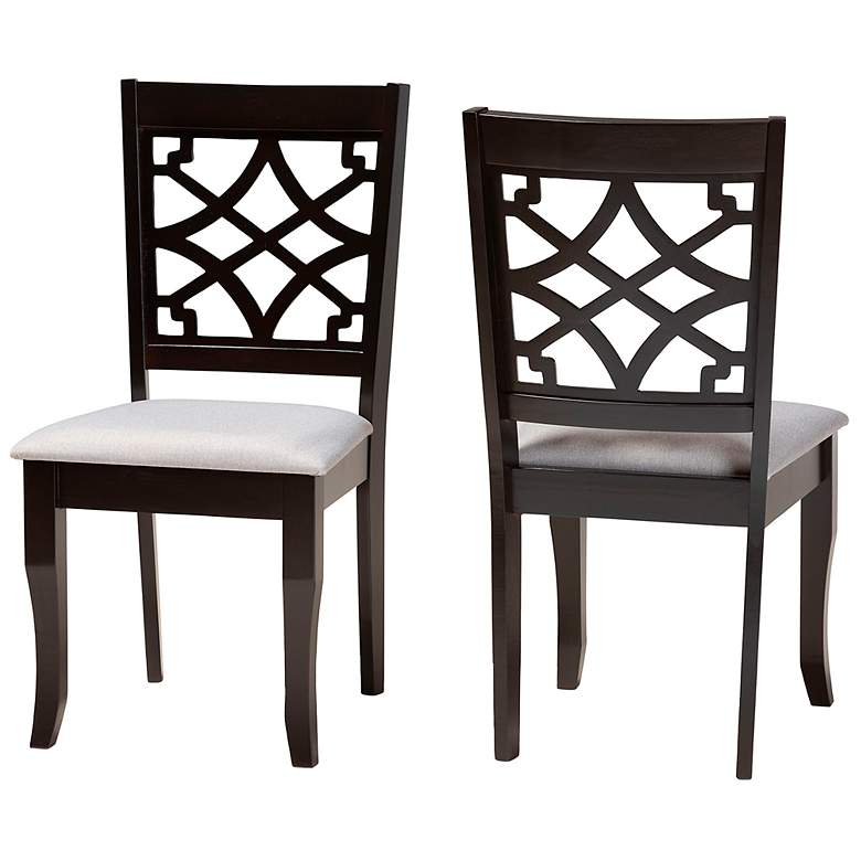 Image 4 Baxton Studio Mael Grey Fabric Upholstered Wood 2-Piece Dining Chair Set more views