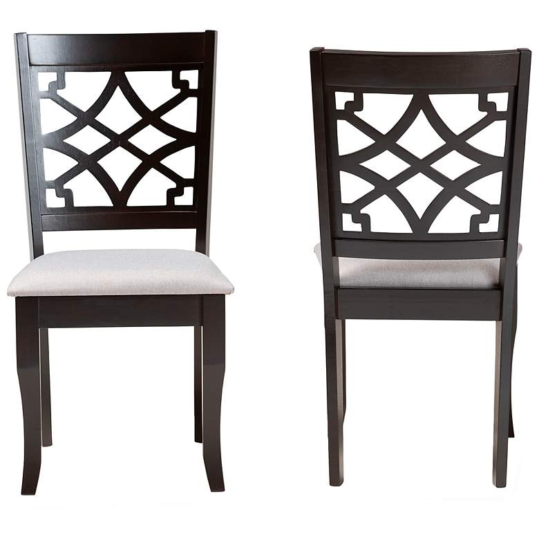 Image 5 Baxton Studio Mael Grey Fabric Upholstered Wood 2-Piece Dining Chair Set more views