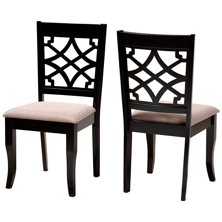 Image 4 Baxton Studio Mael Sand Fabric Upholstered Wood 2-Piece Dining Chair Set more views