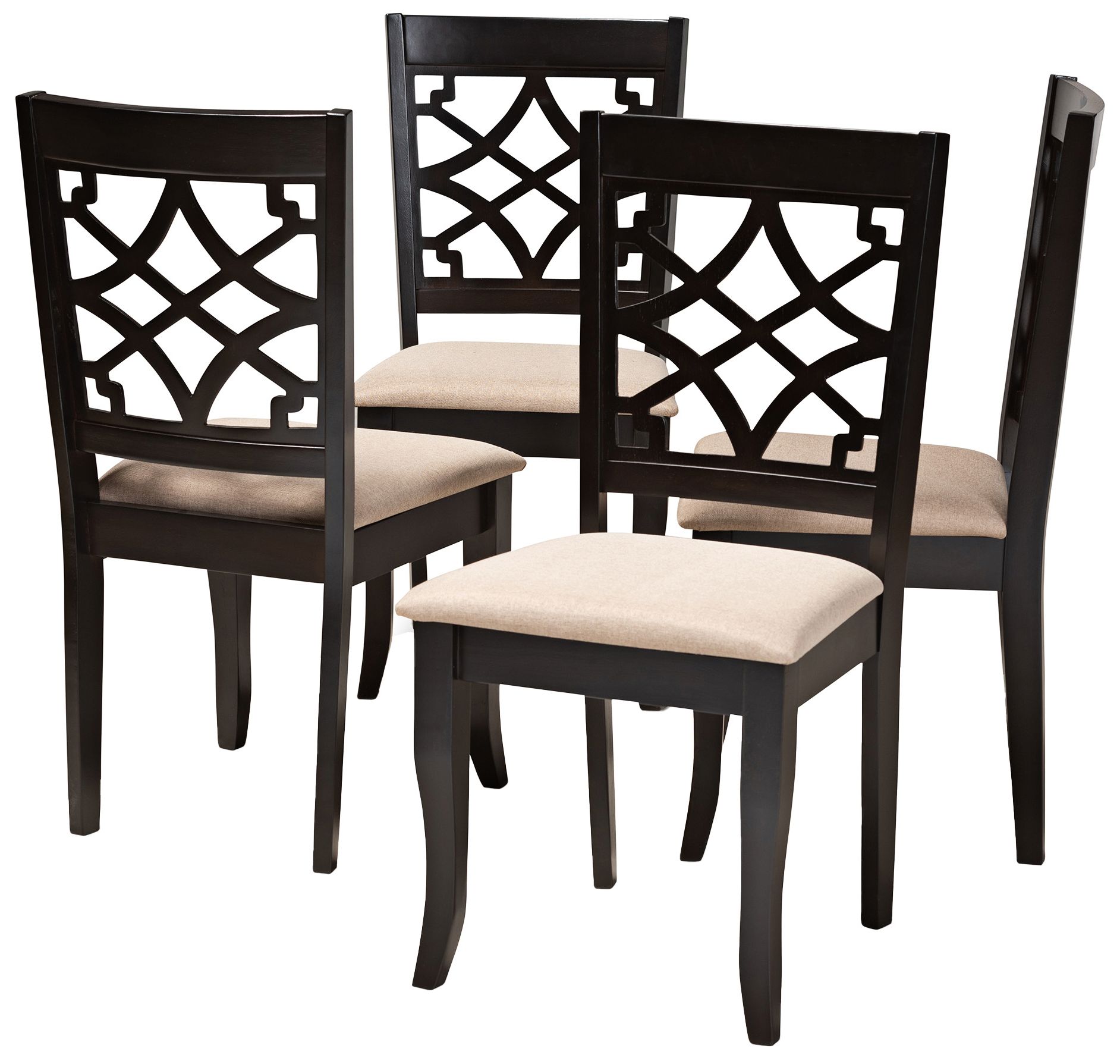 Image 2 Baxton Studio Mael Sand Fabric Upholstered Wood Dining Chair