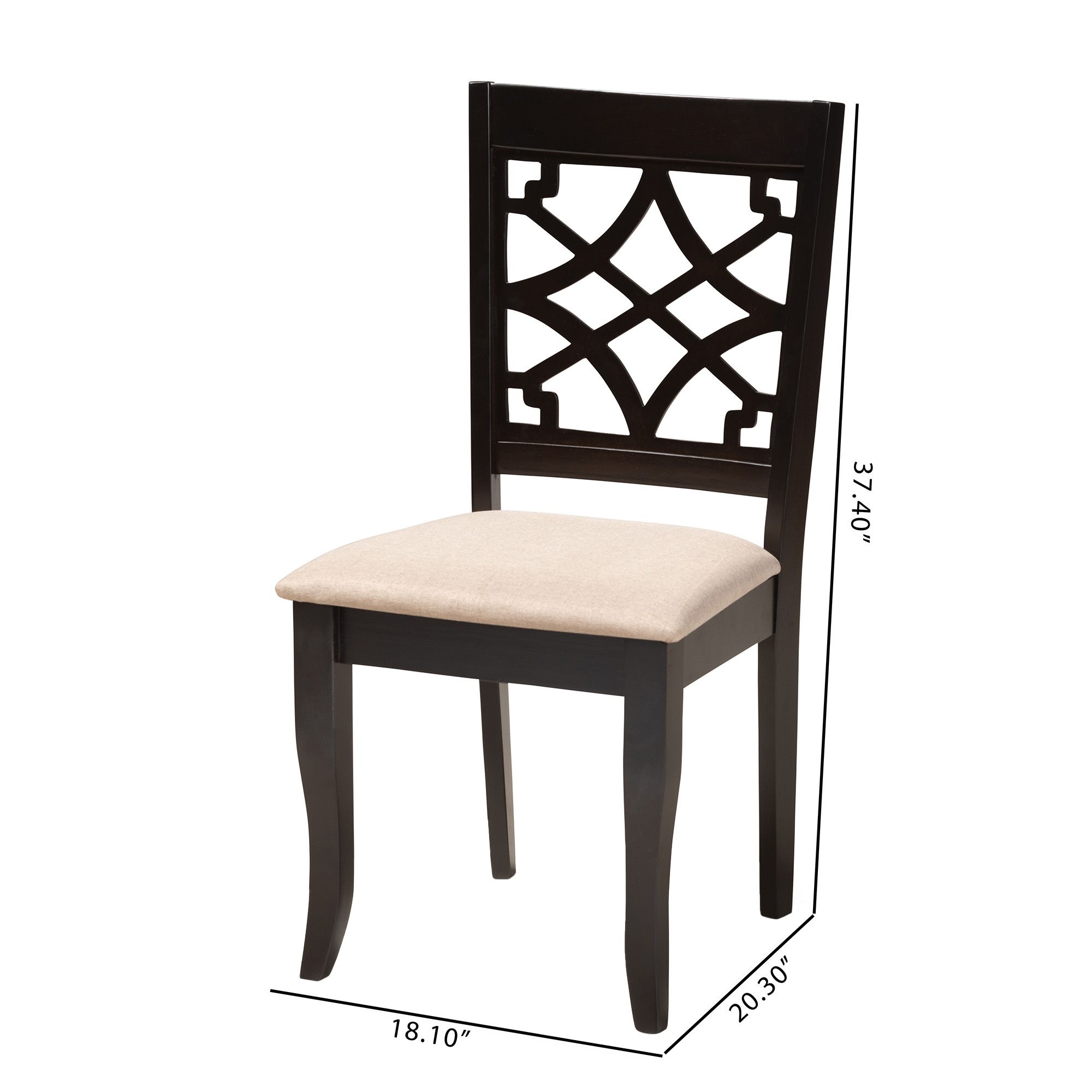 Image 6 Baxton Studio Mael Sand Fabric Upholstered Wood Dining Chair more views