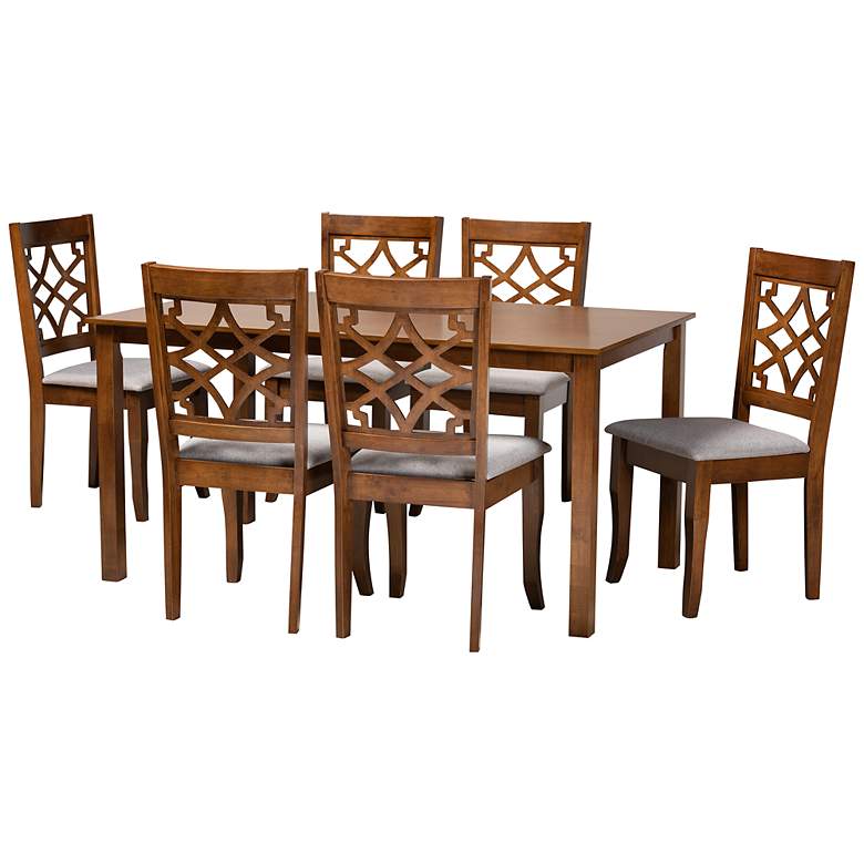 Image 2 Baxton Studio Mael Walnut Brown 7-Piece Dining Set